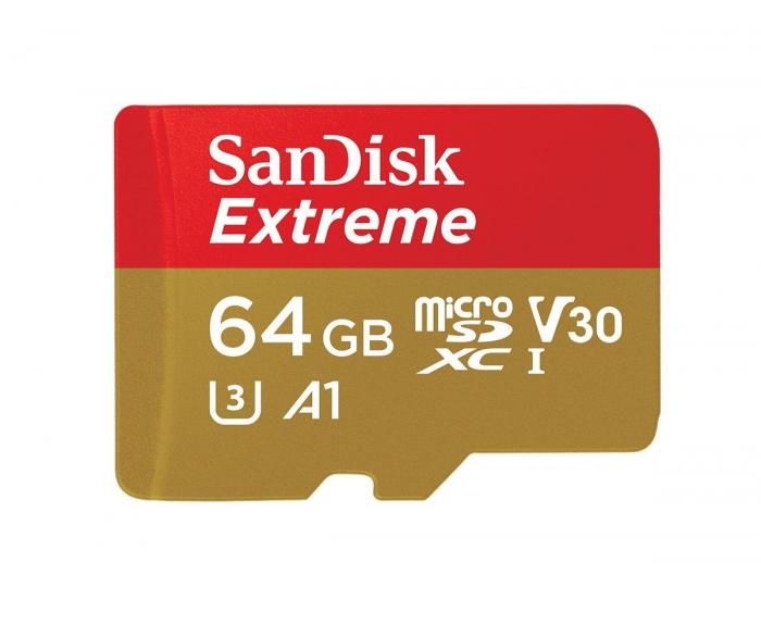 SD/флаш карта SANDISK Extreme microSDXC, 64GB, 100MB-sна ниска цена с бърза доставка