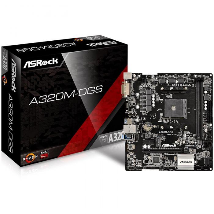 Дънна платка ASROCK Main Board Desktop AM4 A320, 2xDDR4, 1xPCI-E x1, 1xPCI-E x16на ниска цена с бърза доставка - BestPC.BG