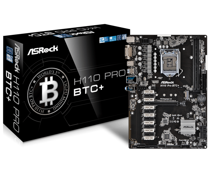 Дънна платка ASROCK H110 PRO BTC+на ниска цена с бърза доставка - BestPC.BG