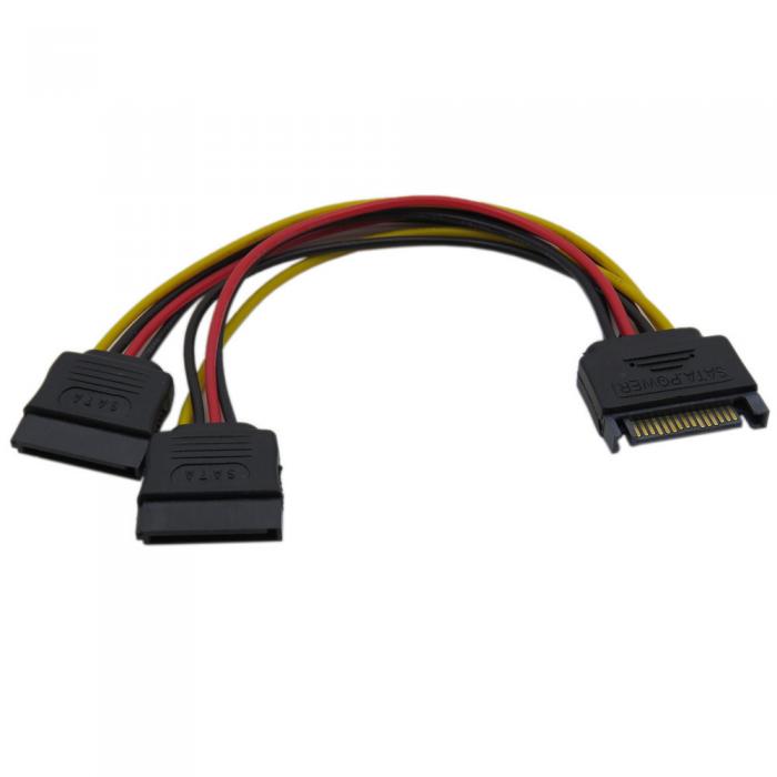 Кабел/адаптер VCom разклонител SATA Power splitter 15-pin M - 2xFemale - CE360-0.15mна ниска цена с бърза доставка - BestPC.BG