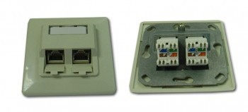 Розетка, заредена, екранирана STP, категория 5е, 2х RJ45 жака, сив цвятна ниска цена с бърза доставка - BestPC.BG