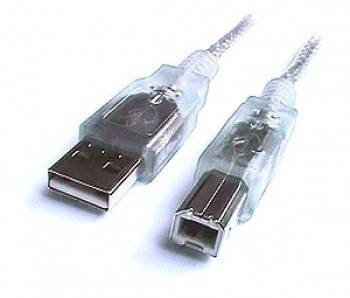 USB2.0 Hi-Speed Кабел, екраниран, USB A male - USB B male, прозрачен - 4.5 мна ниска цена с бърза доставка - BestPC.BG