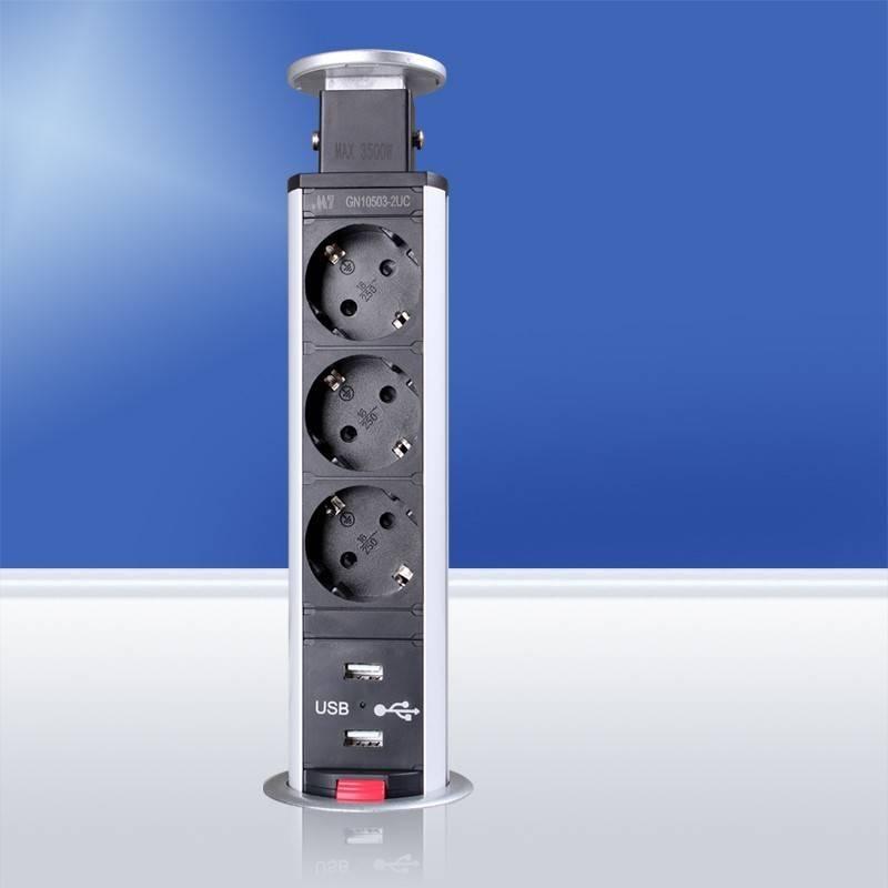 Контакт Колонка за бюро с 3 контакта и 2 USB портана ниска цена с бърза доставка - BestPC.BG