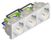 Продукт Контакт троен 45х45 мм Шуко различни цветове — Червенна ниска цена с бърза доставка - BestPC.BG