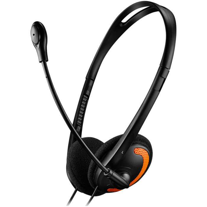 Слушалки CANYON CNS-CHS01BO (PC headset with microphone, cable 1.8M, Черни/Оранжеви)на ниска цена с бърза доставка - BestPC.BG