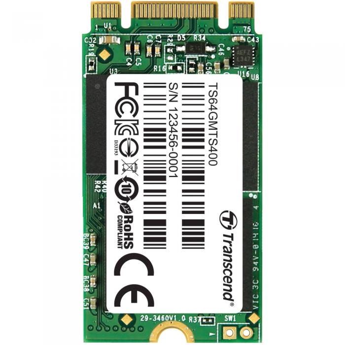 Transcend 64GB, M.2 2242 SSD 400S, SATA, MLCна ниска цена с бърза доставка - BestPC.BG