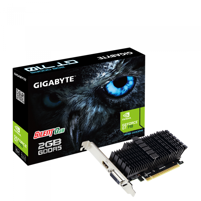 Видеокарта Gigabyte GeForce GT 710 2GB GDDR5 64 bit, Low Profile, Silentна ниска цена с бърза доставка - BestPC.BG