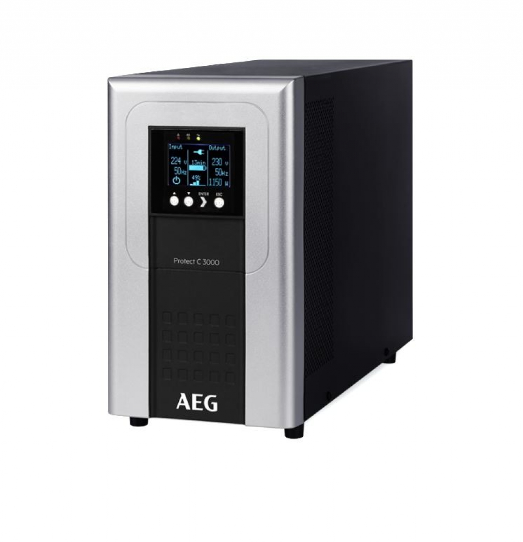 Непрекъсваемо захранване (UPS) UPS AEG Protect C. 3000VA- 2700W, Online, Tower ТЗИ, 5 - 12 min, LCDна ниска цена с бърза доставка - BestPC.BG