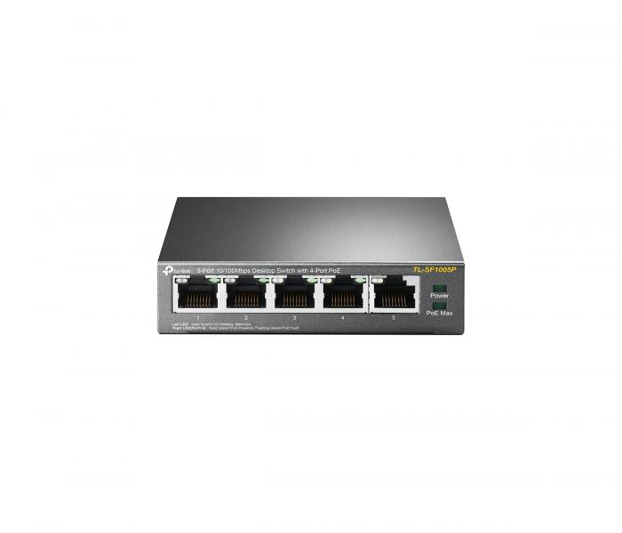 Комутатор/Суич Switch TP-LINK TL-SF1005P, 5-порта 10-100M, 4 x PoE, неуправляем, металенна ниска цена с бърза доставка - BestPC.BG
