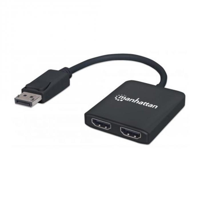 Кабел/адаптер MANHATTAN 152716 :: MST видео сплитер, DisplayPort към 2 x HDMI, 4K UHDна ниска цена с бърза доставка - BestPC.BG