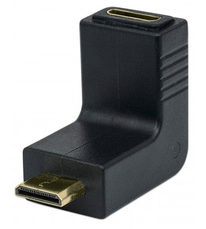 MANHATTAN 353458 :: Адаптер mini HDMI C-F към mini HDMI C-M, 90° извитна ниска цена с бърза доставка - BestPC.BG
