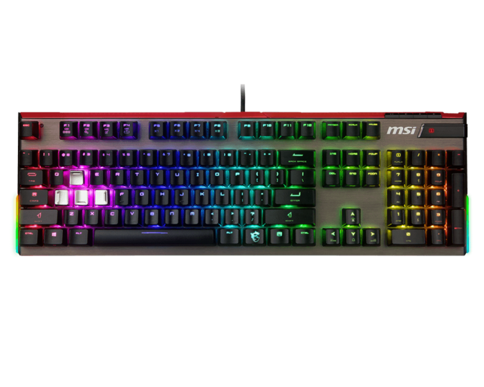 Клавиатура Геймърска MSI VIGOR GK80, USB 2.0 - 2м, RGB LED, Red Cherry MX механични, Черенна ниска цена с бърза доставка - BestPC.BG