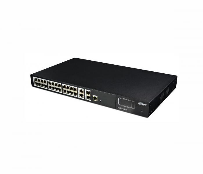 Комутатор/Суич Switch Dahua PFS4228-24P-370, 24FE PoE+2GE SFP, Web управляем, 370Wна ниска цена с бърза доставка - BestPC.BG