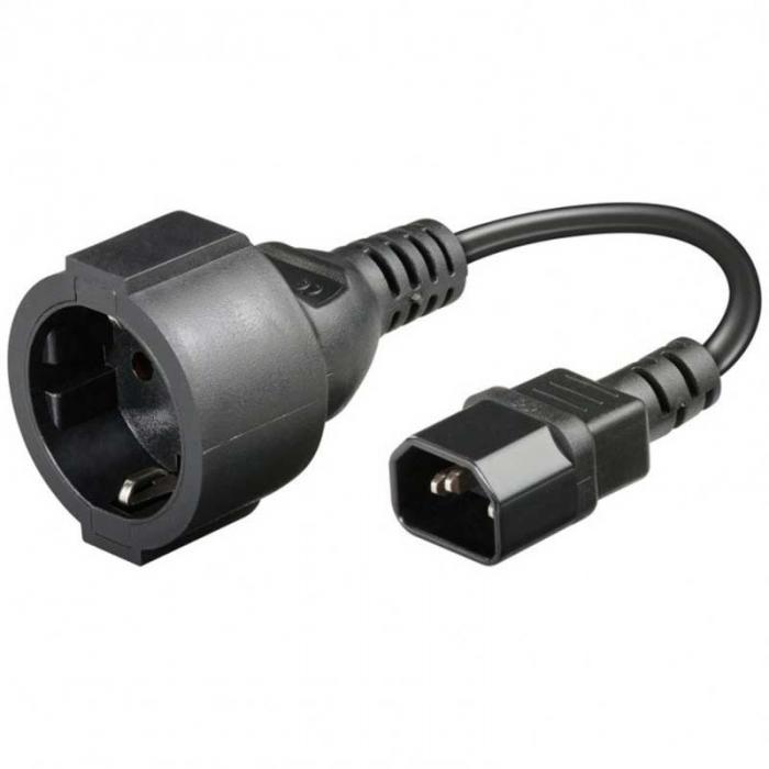 Кабел - адаптер IEC 320-C14 plug - CEE 7-4 jack, black - 0.23 метрана ниска цена с бърза доставка - BestPC.BG