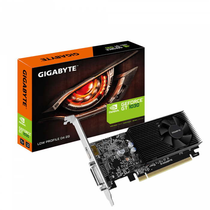 Видеокарта GIGABYTE GeForce® GT 1030 D4 2GB DDR4 64 bit, Low Profile, DVI-D, HDMIна ниска цена с бърза доставка - BestPC.BG