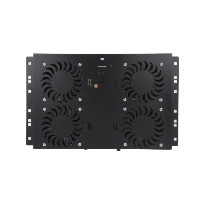 Аксесоар за шкаф MIRSAN MR.FAN4ON.01 :: Вентилаторен блок за 19" шкаф, 4 вентилатора, черенна ниска цена с бърза доставка - BestPC.BG