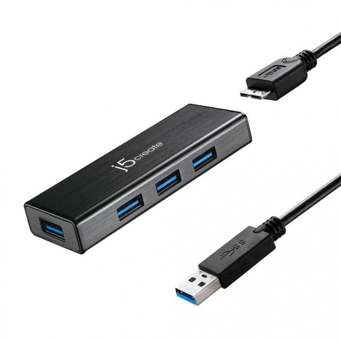 Хъб 4-портов J5 Create JUH340, USB 3.0, 1:4, Черен на ниска цена с бърза доставка - BestPC.BG