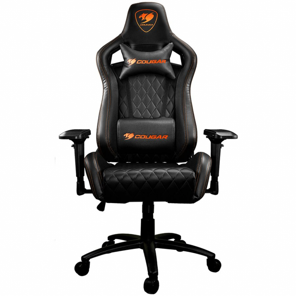 Геймърски стол COUGAR Armor S BLACK Gaming Chair, Full Steel Frame, 4D adjustable arm rest, Черен/Оранжевна ниска цена с бърза доставка - BestPC.BG