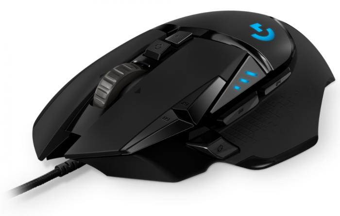 Мишка Геймърска Logitech G502 Mouse, Lightsync RGB, HERO 16K DPI Sensor, 400 IPS, 5x3.6g Optional Weights Чернана ниска цена с бърза доставка - BestPC.BG
