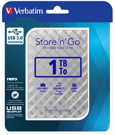 HDD външен Verbatim STORE 'N' GO 2.5" (6.35CM) Gen 2 1TB USB 3.0 Silverна ниска цена с бърза доставка - BestPC.BG