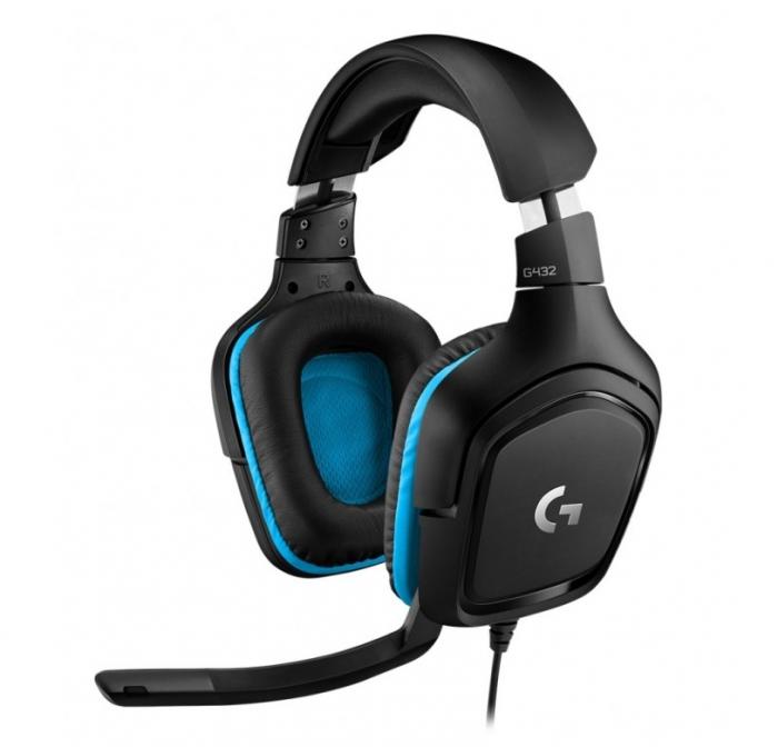 Слушалки Геймърски Logitech G432 Surround Headset, 50 mm Drivers, 7.1 DTS Headphone:X 2.0, Черни/Синина ниска цена с бърза доставка - BestPC.BG