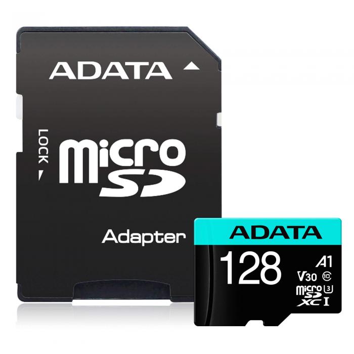 Adata Premier Pro, microSDXC, 128GB, с SD адаптер в комплекта, черен цвятна ниска цена с бърза доставка - BestPC.BG
