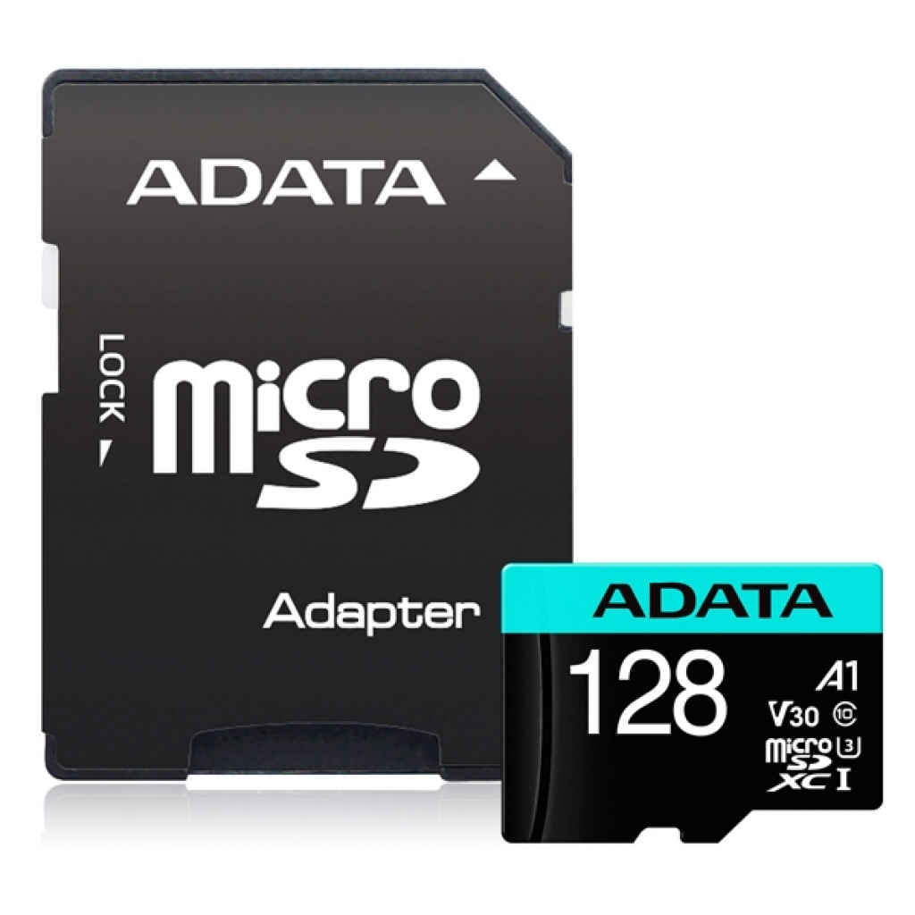 Adata Premier Pro, microSDXC, 128GB, с SD адаптер в комплекта, черен цвятна ниска цена с бърза доставка - BestPC.BG