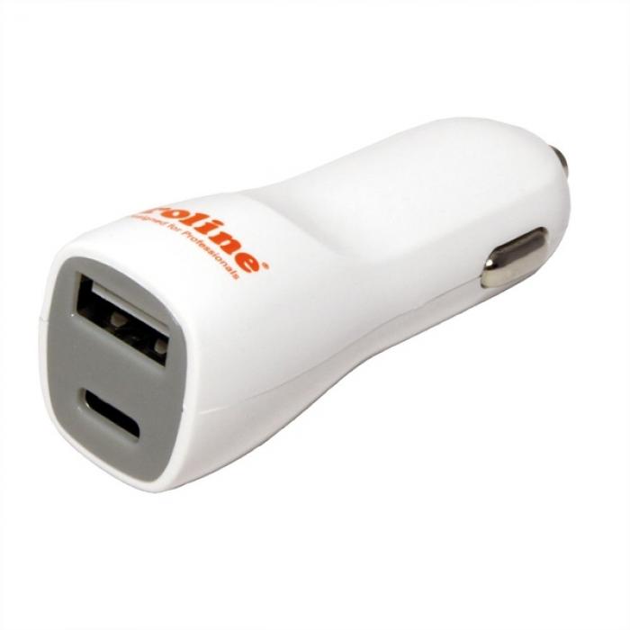 Кабел/адаптер USB Car Charger 2x, type A-C 3A, Roline 19.07.1053на ниска цена с бърза доставка - BestPC.BG