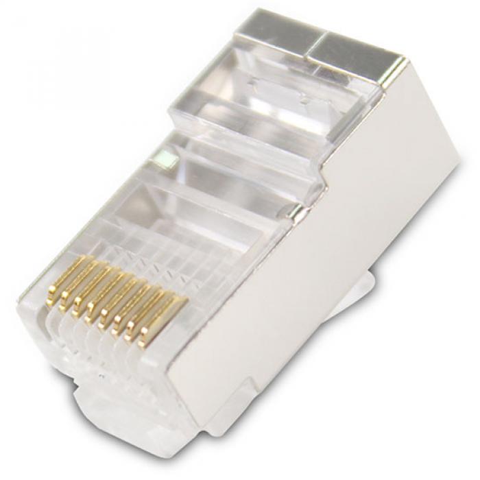 VCom конектори UTP connectors Cat6 STP-Shielded-RJ45 - екранирани, 20 брояна ниска цена с бърза доставка - BestPC.BG