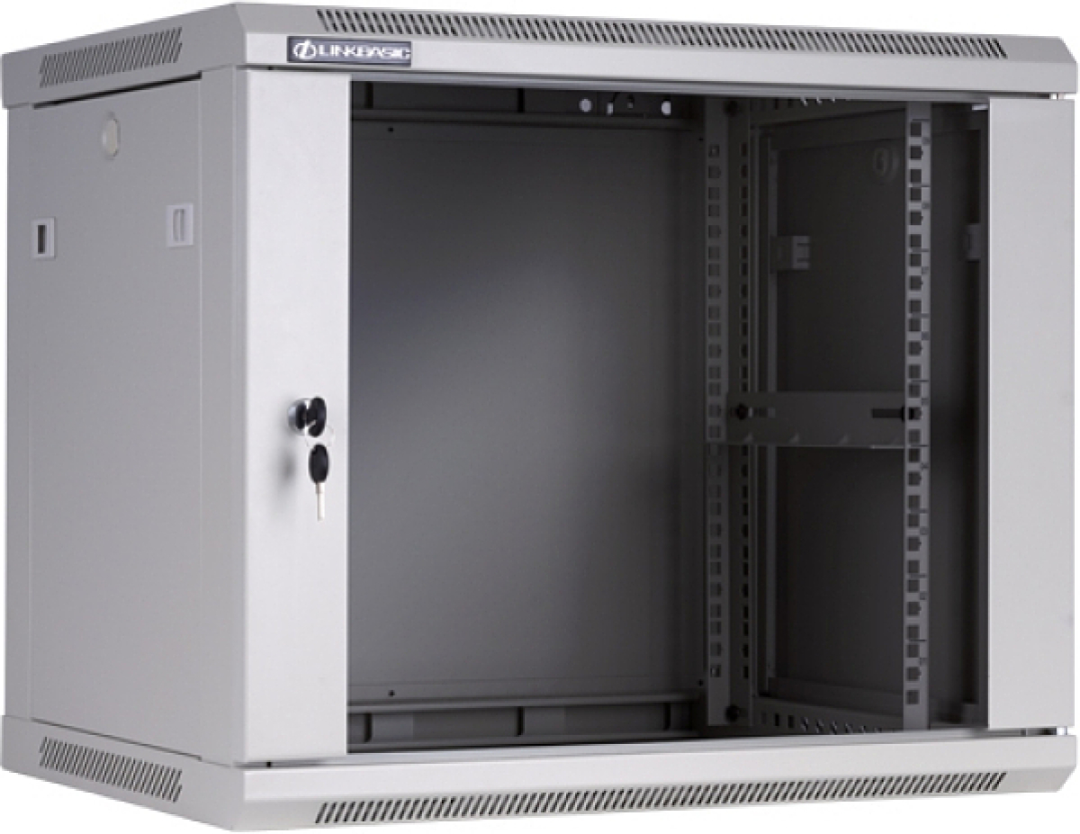 Стенен шкаф 9U, 450х600мм, Стъклена врата, Сивна ниска цена с бърза доставка - BestPC.BG