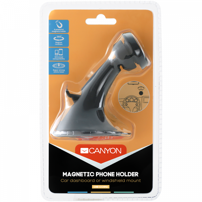 Принадлежност за смартфон Canyon Car Holder for Smartphones, magnetic suction function , with 2 plates, blackна ниска цена с бърза доставка - BestPC.BG