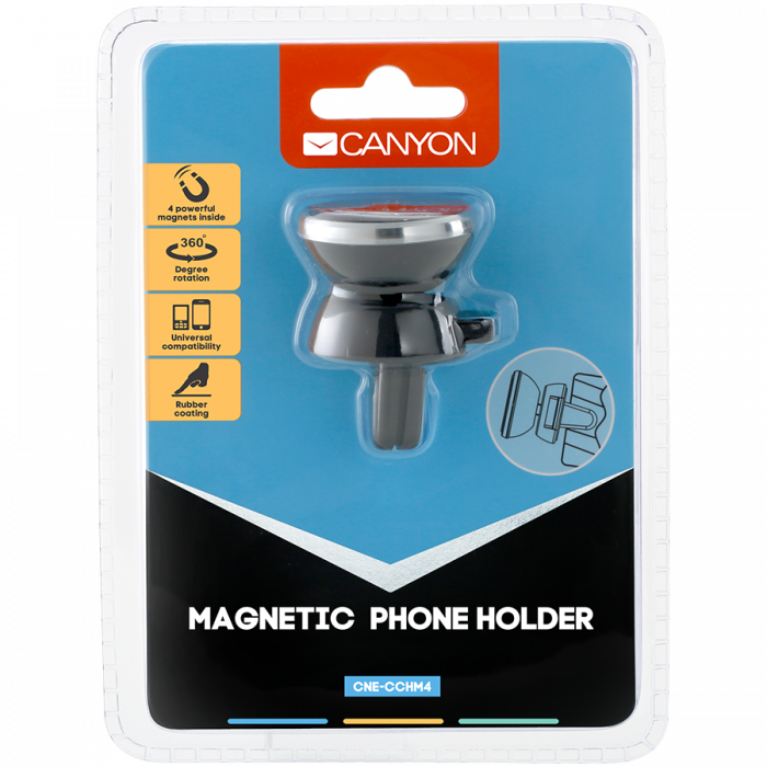 Принадлежност за смартфон Canyon Car Holder for Smartphones, magnetic suction function , with 2 plates, blackна ниска цена с бърза доставка - BestPC.BG
