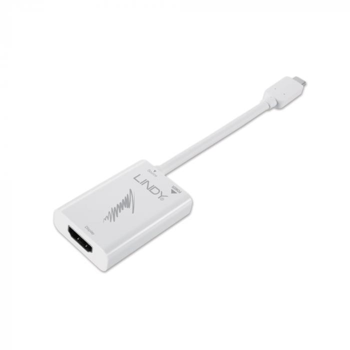 Кабел/адаптер LINDY LNY-43178 :: Конвертор от USB 3.1 Type C към HDMI, 4K60, Power Deliveryна ниска цена с бърза доставка - BestPC.BG