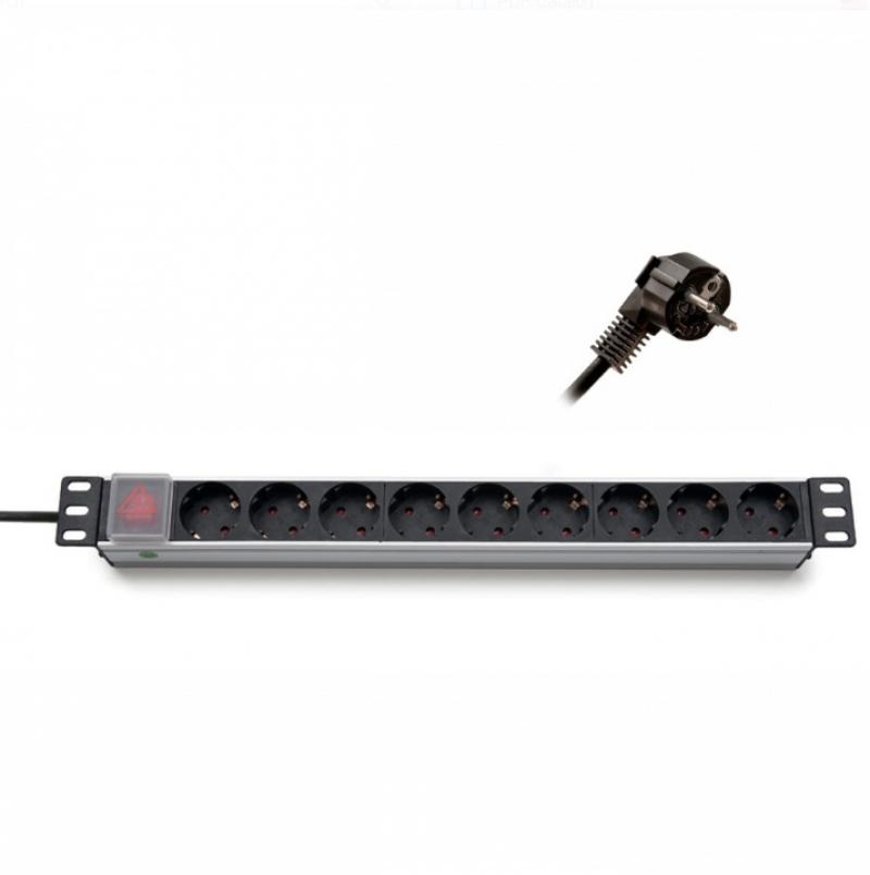 Контакт за шкаф Formrack 19" 9 way power outlet strip (Schuko 230V) with on-off switch Aluminium 1Uна ниска цена с бърза доставка - BestPC.BG