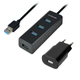 USB Хъб AXAGON HUE-S2BP 4x USB3.0 Charging Hub 1.2m Cable, MicroUSB Chargingна ниска цена с бърза доставка - BestPC.BG