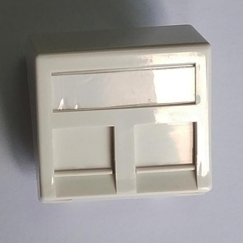 Продукт Лицев панел 45х45 мм с 2xRJ45 порта под ъгъл и защита от прахна ниска цена с бърза доставка - BestPC.BG