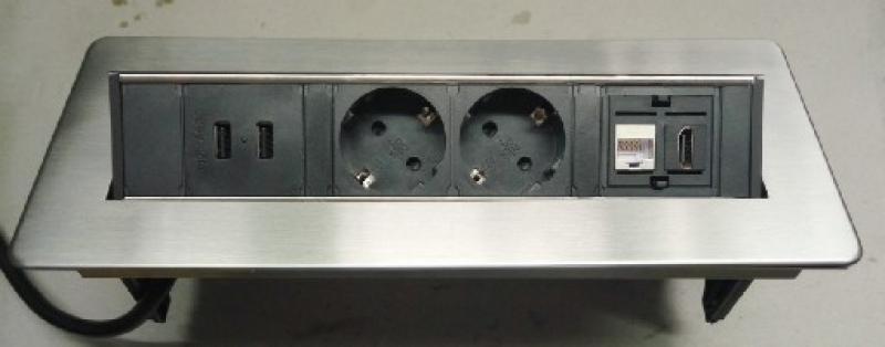 Мрежов аксесоар Модул за работно място 2xШуко контакта, 2xUSB порта, 1xHDMI, 1xRG45на ниска цена с бърза доставка - BestPC.BG