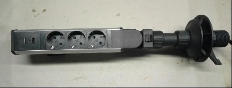 Продукт Модул за бюро с 3 контакта шуко и два порта USBна ниска цена с бърза доставка - BestPC.BG