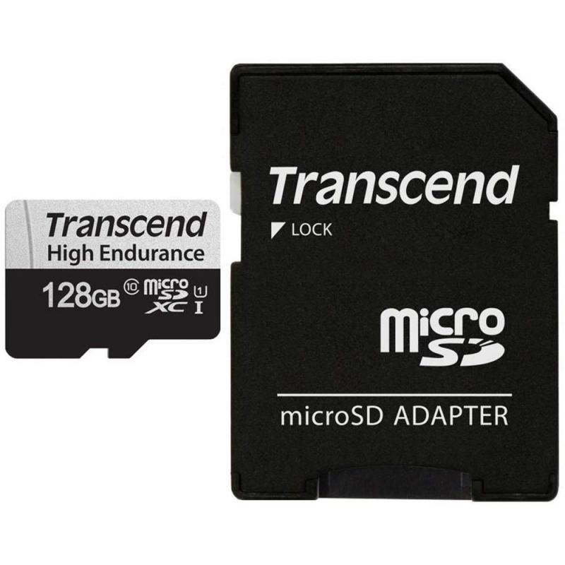 Transcend 128GB micro SD w- adapter U1, High Enduranceна ниска цена с бърза доставка - BestPC.BG