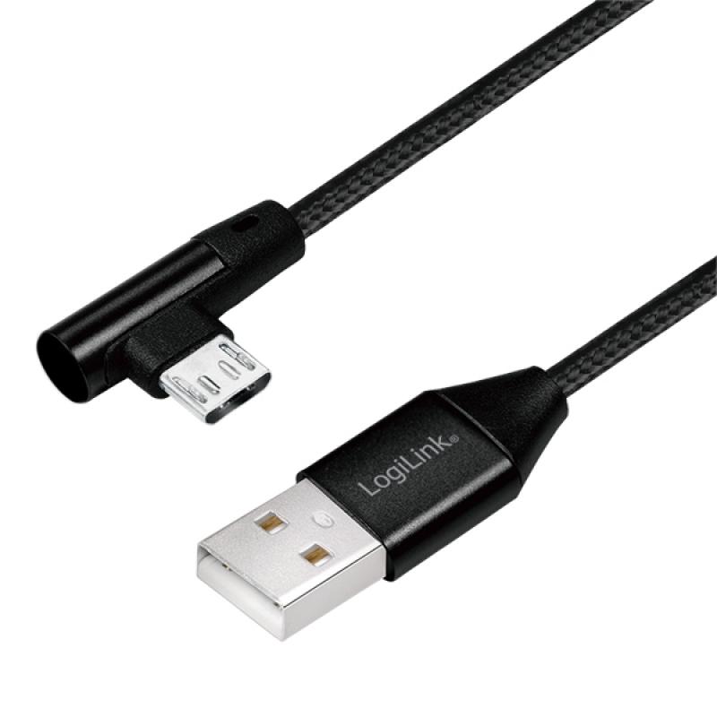 Кабел/адаптер Cable USB2.0 A-Micro B, M-M, 1m, Angled, CU0142на ниска цена с бърза доставка - BestPC.BG