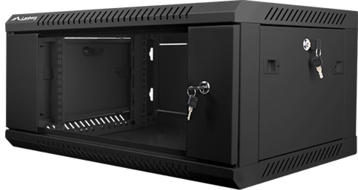 Шкаф за техника - Rack Lanberg rack cabinet 19" wall-mount 4U - 600x450 for self-assembly (flat pack), blackна ниска цена с бърза доставка - BestPC.BG