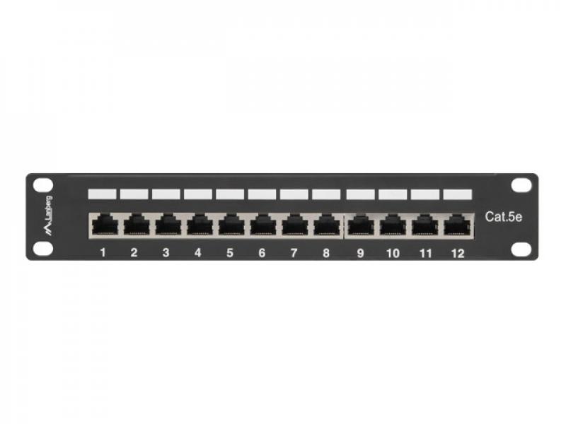 Пач панел Lanberg patch panel 12port 1U 10" CAT.5E shielded, blackна ниска цена с бърза доставка - BestPC.BG