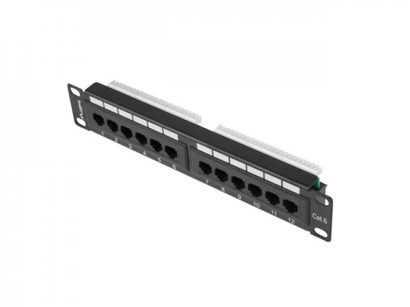 Пач панел Lanberg patch panel 12port 1U 10" CAT.6, blackна ниска цена с бърза доставка - BestPC.BG