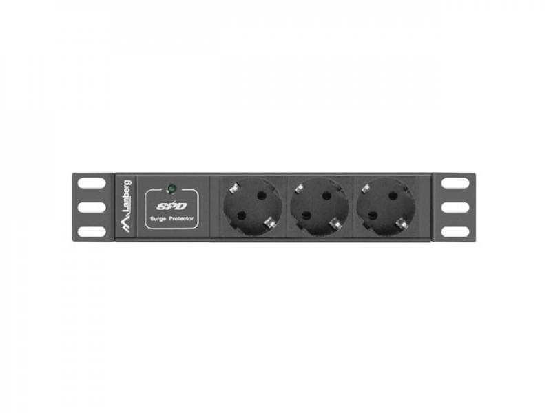 Контакт за шкаф Lanberg power distribution unit (PDU) 10"1U 16A 3X SCHUKO 2M, blackна ниска цена с бърза доставка - BestPC.BG