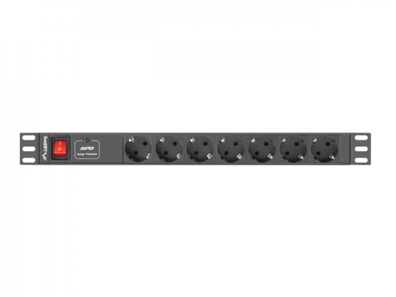 Контакт за шкаф Lanberg power distribution unit (PDU) 19"1U 10A 7 SOCKETS SCHUKO 2M, blackна ниска цена с бърза доставка - BestPC.BG
