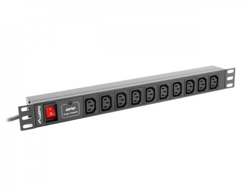 Контакт за шкаф Lanberg power distribution unit (PDU) 19"1U 10A 10 SOCKETS 2M, blackна ниска цена с бърза доставка - BestPC.BG