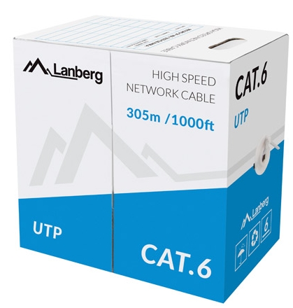Инсталационен LAN кабел Lanberg LAN cable UTP CAT.6 305m solid CCA, greyна ниска цена с бърза доставка - BestPC.BG