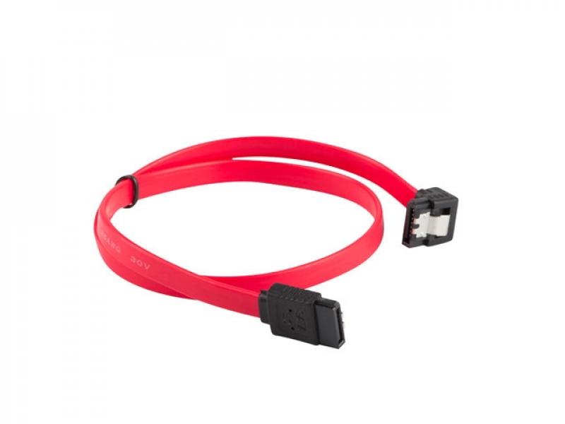 Кабел/адаптер Lanberg SATA DATA III (6GB-S) F-F cable 50cm metal clips angled, redна ниска цена с бърза доставка - BestPC.BG