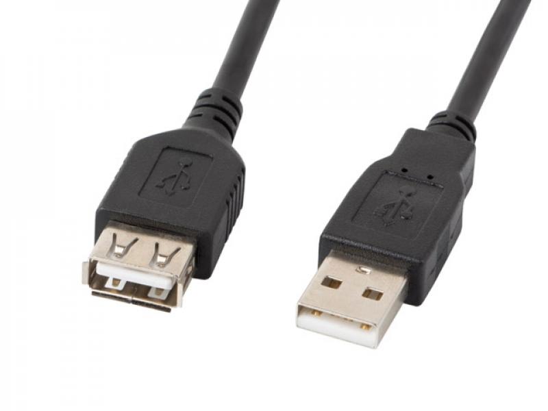 Кабел/адаптер Lanberg extension cable USB 2.0 AM-AF, 70cm, blackна ниска цена с бърза доставка - BestPC.BG