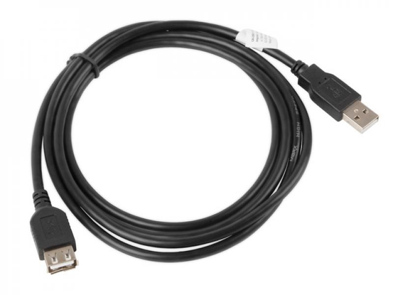 Кабел/адаптер Lanberg extension cable USB 2.0 AM-AF, 1.8m, blackна ниска цена с бърза доставка - BestPC.BG
